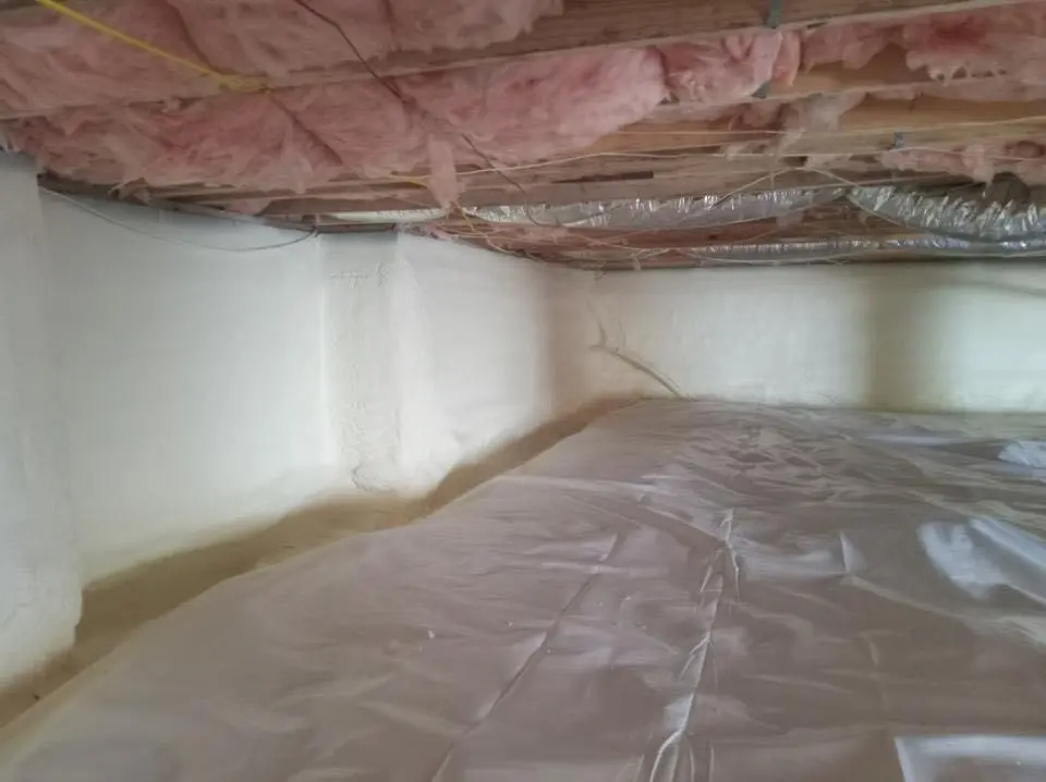 Crawl space encapsulation with closed-cell spray foam for Attic Insulation in North Cornwall
